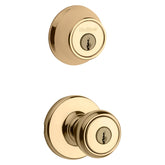 Kwikset 690T 3RCLRCSK6BX Deadbolt Security Set, Knob Handle, Tylo Design, Polished Brass, 3 Grade
